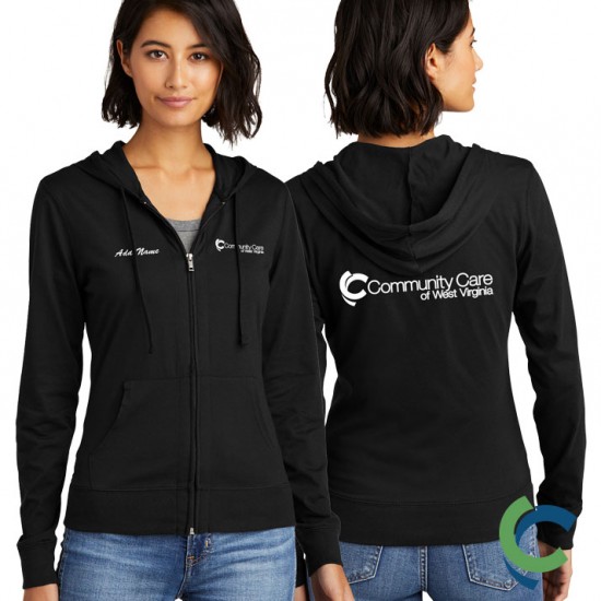 "COMMUNITY CARE OF WV" PRINTED District ® Women’s Fitted Jersey Full-Zip Hoodie