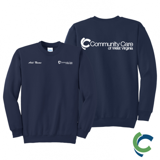 "COMMUNITY CARE OF WV" PRINTED CREW NECK SWEATSHIRT