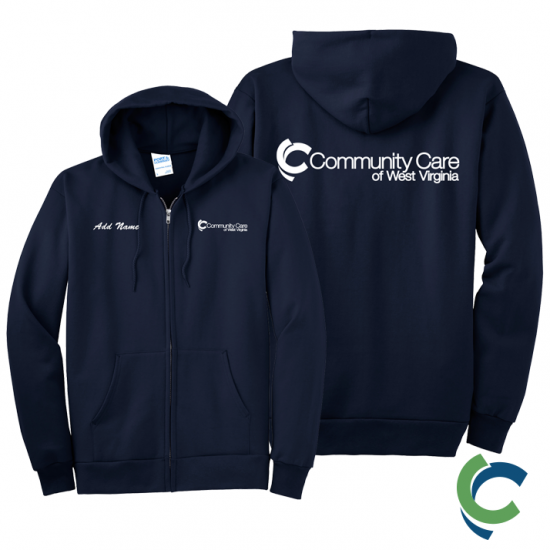 "COMMUNITY CARE OF WV" PRINTED FULL ZIP HOODED SWEATSHIRT
