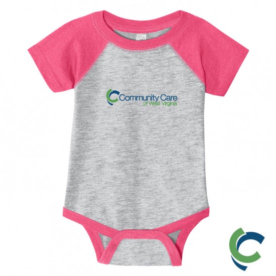 "COMMUNITY CARE OF WV" PRINTED Infant Baseball Fine Jersey Bodysuit