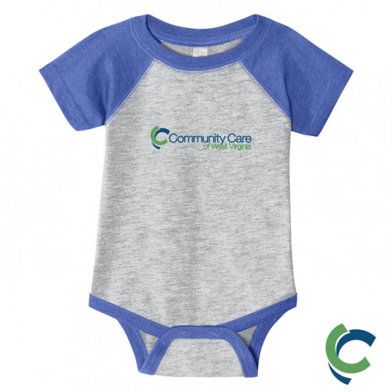 "COMMUNITY CARE OF WV" PRINTED Infant Baseball Fine Jersey Bodysuit