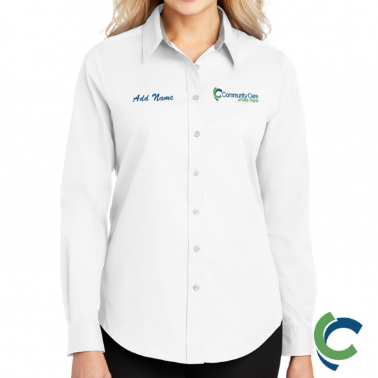 "COMMUNITY CARE OF WV" EMBROIDERED LADIES LONG SLEEVE BUTTON UP