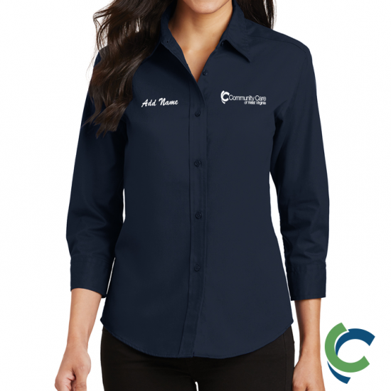 "COMMUNITY CARE OF WV" EMBROIDERED LADIES LONG SLEEVE BUTTON UP