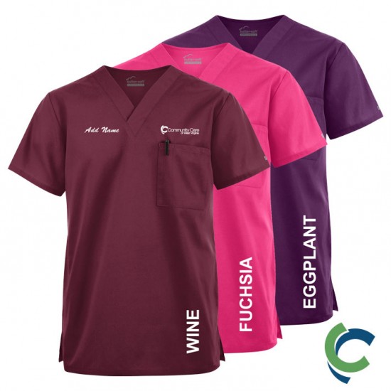 "OPTIONS FOR RECEPTION/NAVIGATION & PHARMACY TECHS" Butter-Soft Originals Unisex 2-Pocket V-Neck Scrub Top