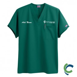 "OPTIONS FOR NURSES (MA, LPN, RN)" EMBROIDERED UNISEX V-NECK SCRUB TOP (HUNTER)