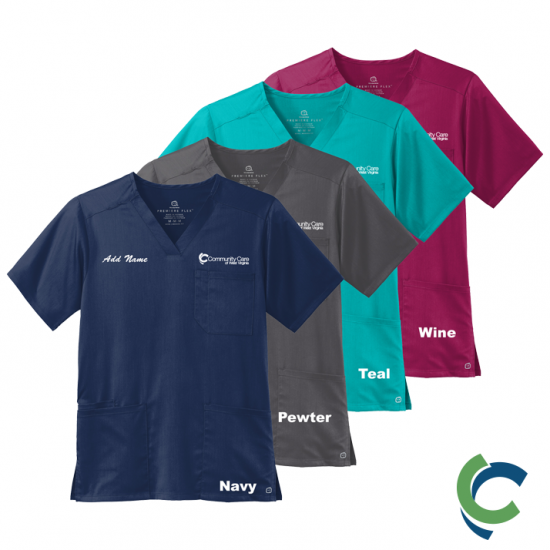 "COMMUNITY CARE OF WV" EMBROIDERED UNISEX V-NECK SCRUB TOP