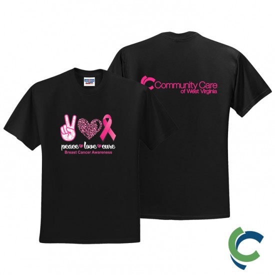 "BREAST CANCER AWARENESS - CCWV" PRINTED BLACK TSHIRT