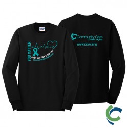 "ADDICTION AWARENESS - CCWV" PRINTED BLACK LONG SLEEVE TSHIRT