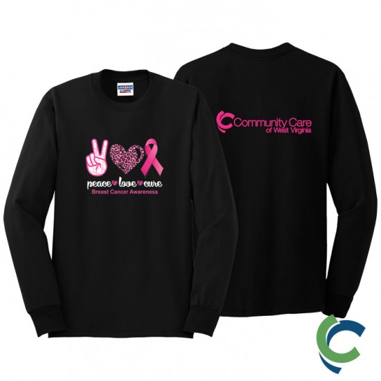 "BREAST CANCER AWARENESS - CCWV" PRINTED BLACK LONG SLEEVE TSHIRT