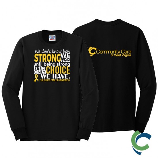 "CHILDHOOD CANCER AWARENESS - CCWV" PRINTED BLACK LONG SLEEVE TSHIRT