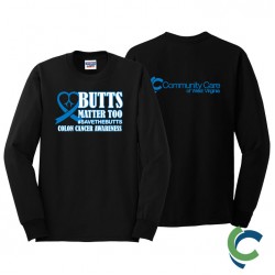 "COLON CANCER AWARENESS - CCWV" PRINTED BLACK LONG SLEEVE TSHIRT