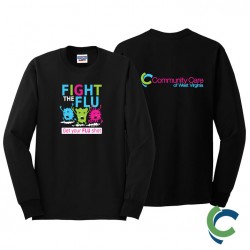 "FLU SHOT - CCWV" PRINTED BLACK LONG SLEEVE TSHIRT