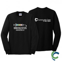 "IMMUNIZATION AWARENESS - CCWV" PRINTED BLACK LONG SLEEVE TSHIRT