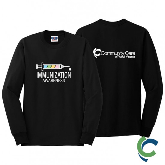 "IMMUNIZATION AWARENESS - CCWV" PRINTED BLACK LONG SLEEVE TSHIRT