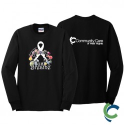 "LUNG CANCER AWARENESS - CCWV" PRINTED BLACK LONG SLEEVE TSHIRT