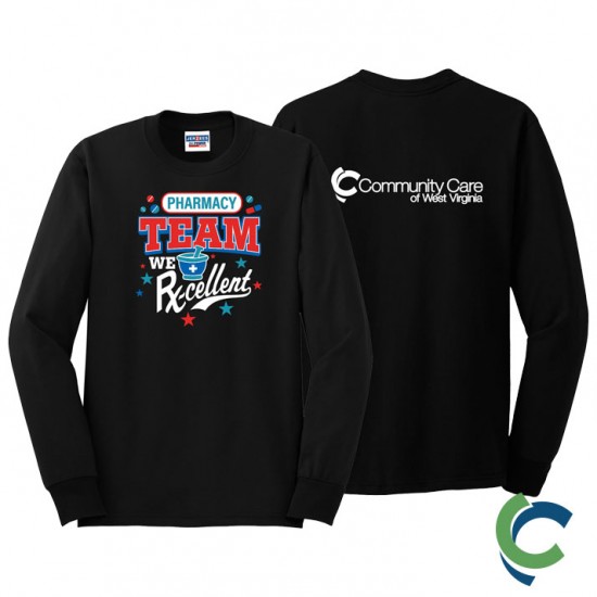 "PHARMACY - CCWV" PRINTED BLACK LONG SLEEVE TSHIRT