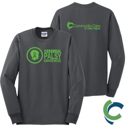 "CEREBRAL PALSY AWARENESS - CCWV" PRINTED CHARCOAL LONG SLEEVE TSHIRT