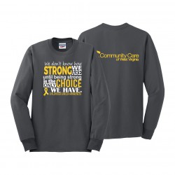 "CHILDHOOD CANCER AWARENESS - CCWV" PRINTED CHARCOAL LONG SLEEVE TSHIRT