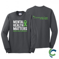 "MENTAL HEALTH AWARENESS - CCWV" PRINTED CHARCOAL LONG SLEEVE TSHIRT