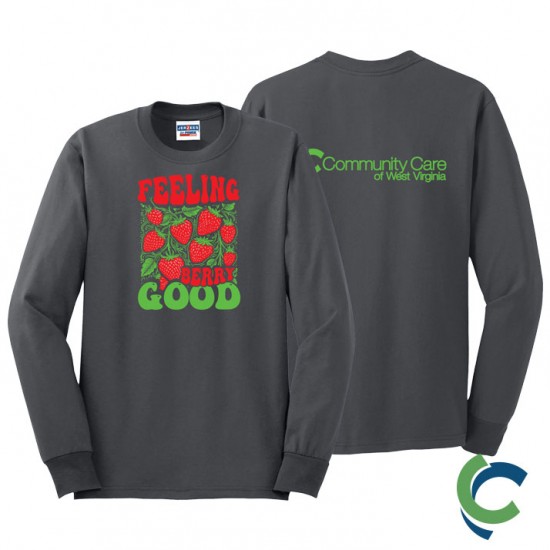 "STRAWBERRY FESTIVAL - CCWV" PRINTED CHARCOAL CREW NECK SWEATSHIRT