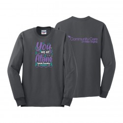 "SUICIDE PREVENTION AWARENESS - CCWV" PRINTED CHARCOAL LONG SLEEVE TSHIRT