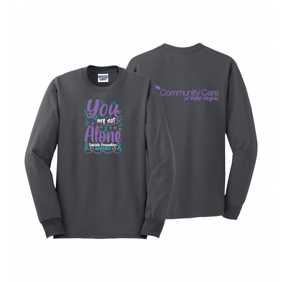 "SUICIDE PREVENTION AWARENESS - CCWV" PRINTED CHARCOAL LONG SLEEVE TSHIRT