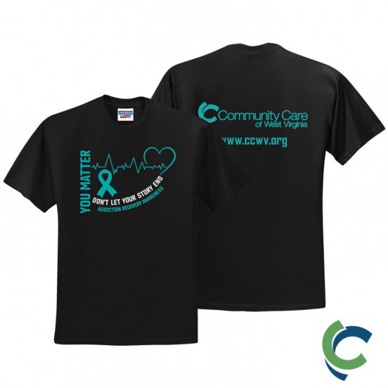 "ADDICTION AWARENESS - CCWV" PRINTED BLACK TSHIRT