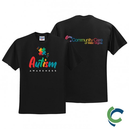 "AUTISM AWARENESS - CCWV" PRINTED BLACK TSHIRT