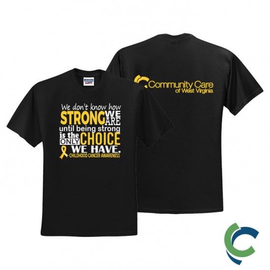 "CHILDHOOD CANCER AWARENESS - CCWV" PRINTED BLACK TSHIRT