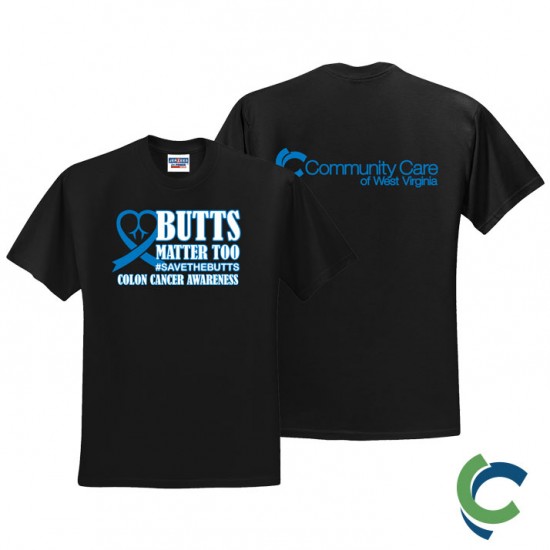 "COLON CANCER AWARENESS - CCWV" PRINTED BLACK TSHIRT