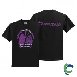 "CYSTIC FIBROSIS AWARENESS - CCWV" PRINTED BLACK TSHIRT