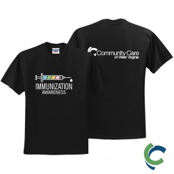 "IMMUNIZATION AWARENESS - CCWV" PRINTED BLACK TSHIRT