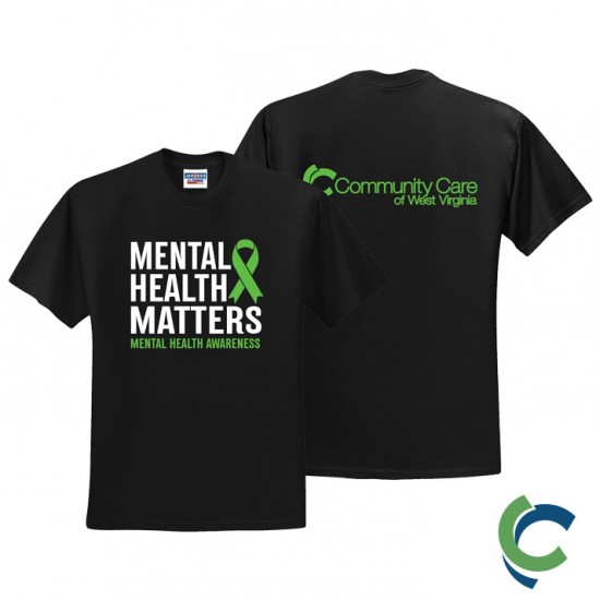 "MENTAL HEALTH AWARENESS - CCWV" PRINTED BLACK TSHIRT