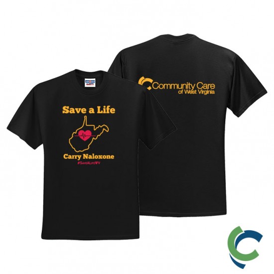 "CARRY NALOXONE - CCWV" PRINTED BLACK TSHIRT