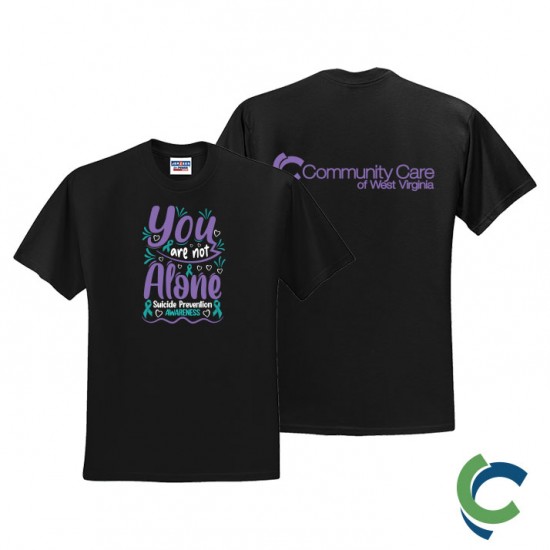 "SUICIDE PREVENTION AWARENESS - CCWV" PRINTED BLACK TSHIRT
