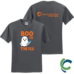 "BOO TO THE FLU - CCWV" PRINTED CHARCOAL TSHIRT