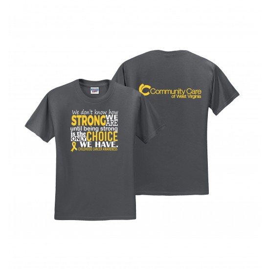 "CHILDHOOD CANCER AWARENESS - CCWV" PRINTED CHARCOAL TSHIRT