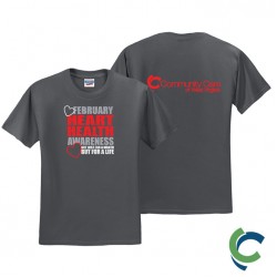 "HEART HEALTH AWARENESS - CCWV" PRINTED CHARCOAL TSHIRT