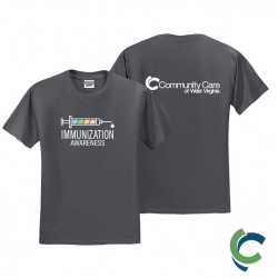 "IMMUNIZATION AWARENESS - CCWV" PRINTED CHARCOAL TSHIRT 