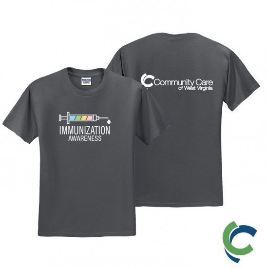 "IMMUNIZATION AWARENESS - CCWV" PRINTED CHARCOAL TSHIRT 