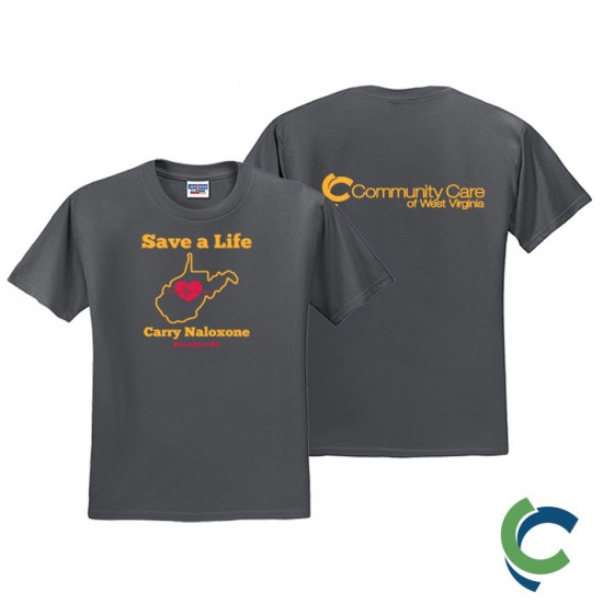 "CARRY NALOXONE - CCWV" PRINTED CHARCOAL TSHIRT