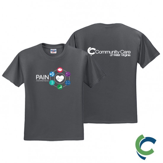 "PAIN AWARENESS - CCWV" PRINTED CHARCOAL TSHIRT