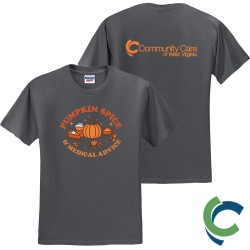 "PUMPKIN SPICE & MEDICAL ADVICE - CCWV" PRINTED CHARCOAL TSHIRT