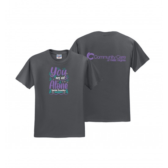 "SUICIDE PREVENTION AWARENESS - CCWV" PRINTED CHARCOAL TSHIRT