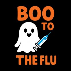 "BOO TO THE FLU - CCWV" PRINTED BLACK CREW NECK SWEATSHIRT