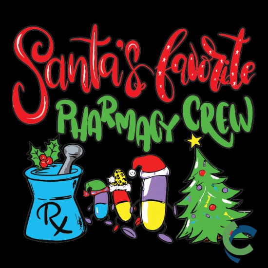 "SANTA'S FAVORITE PHARMACY CREW - CCWV" PRINTED LONG SLEEVE TSHIRT