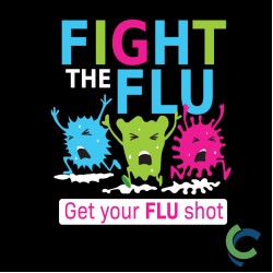 "FLU SHOT - CCWV" PRINTED BLACK CREW NECK SWEATSHIRT