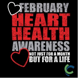 "HEART HEALTH AWARENESS - CCWV" PRINTED CHARCOAL CREW NECK SWEATSHIRT