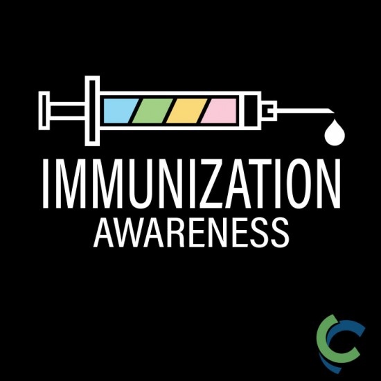 "IMMUNIZATION AWARENESS - CCWV" PRINTED CHARCOAL HOODED SWEATSHIRT