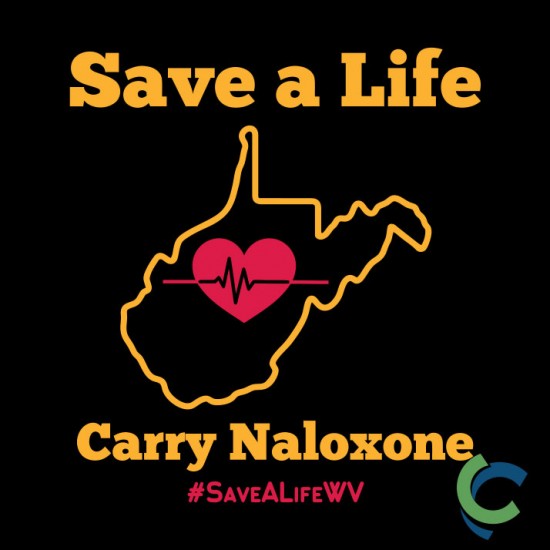 "CARRY NALOXONE - CCWV" PRINTED CHARCOAL CREW NECK SWEATSHIRT